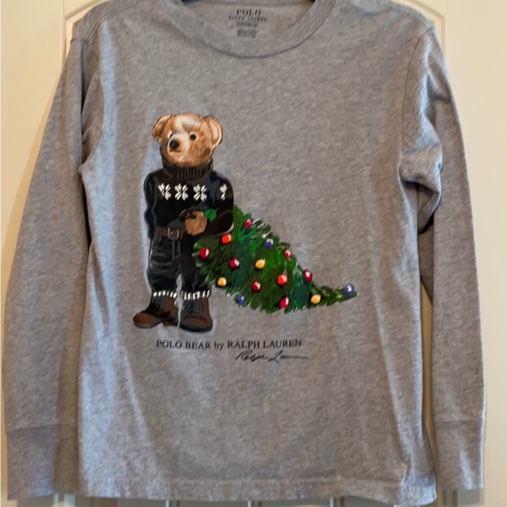 Polo Ralph Lauren Christmas holiday shirt boys gray size s